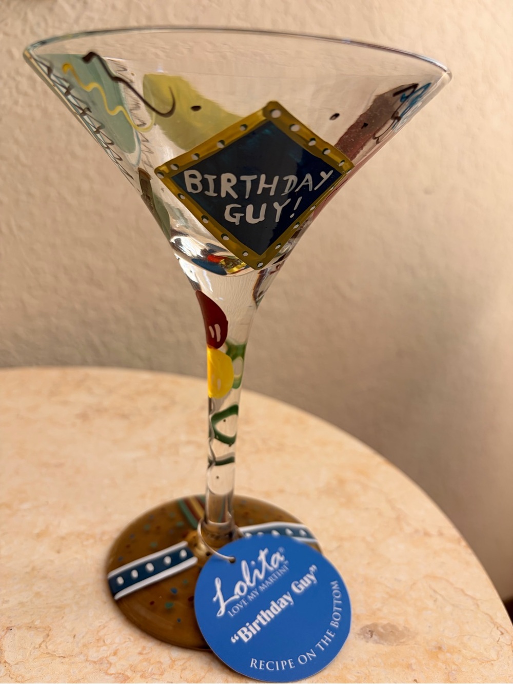 Lolita 'Birthday Guy' Hand-Painted Martini Glass - Multicolor